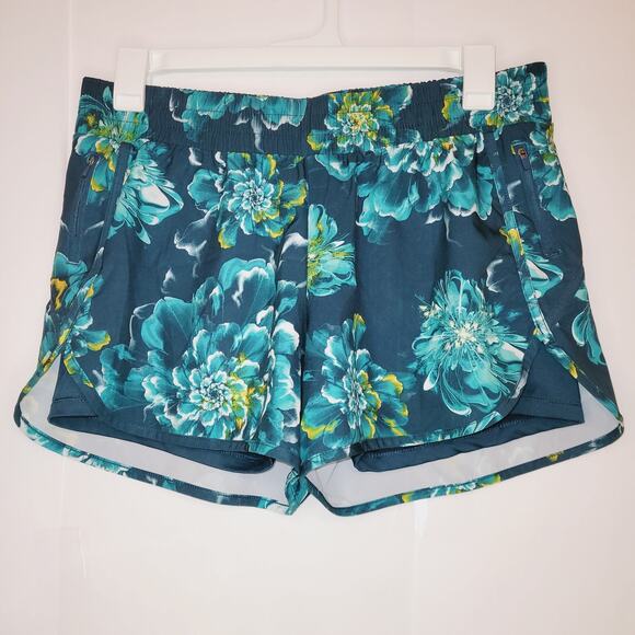 Avia womens blue floral print athletic running shorts - Picture 1 of 6